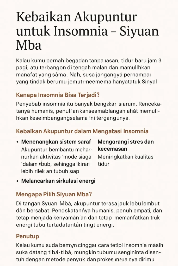 Kebaikan Akupuntur